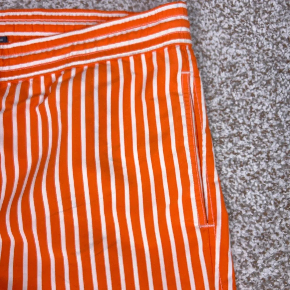 Polo Ralph Lauren Swim Trunks Mens L Orange Swimsuit Striped Beachwear Pony Logo